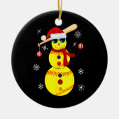 Kerstsoftball Bat Snowman Santa Snowflake Keramisch Ornament (Voorkant)