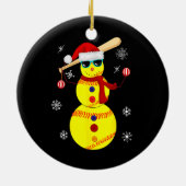 Kerstsoftball Bat Snowman Santa Snowflake Keramisch Ornament (Achterkant)