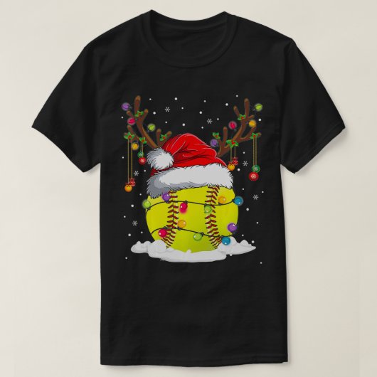 KerstSoftball Reindeer Funny Santa Hat Xmas K T-shirt (Design voorkant)