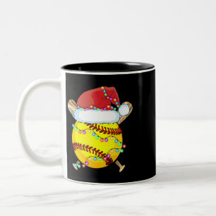 Kerstsoftball Santa Hat Reindeer Lights-Kerstmis Tweekleurige Koffiemok