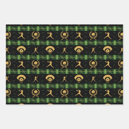 Kerstsoftbalspeler - Meisjes groen cheque Inpakpapier Vel (Voorkant 3)