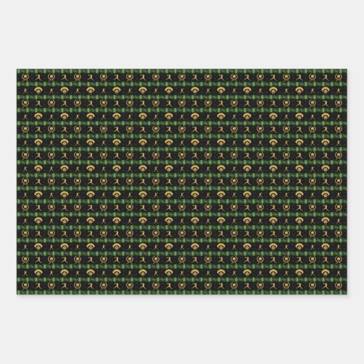 Kerstsoftbalspeler - Meisjes groen cheque Inpakpapier Vel (Voorkant)