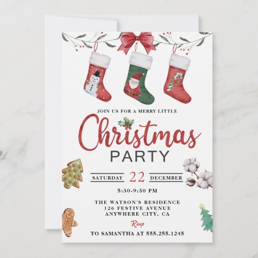 Kerstsok Kerstfeest Kaart (Voorkant)