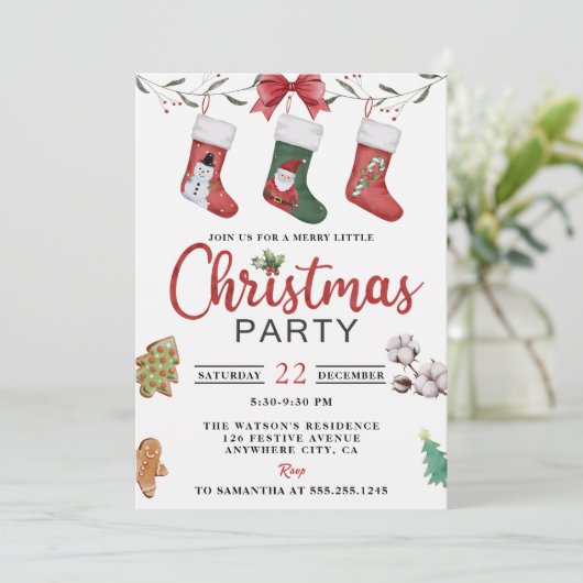 Kerstsok Kerstfeest Kaart (Staand voorkant)