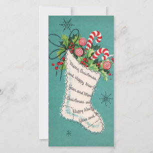 Kerstsok met zuurstokken kerstkaart uit de oude do
