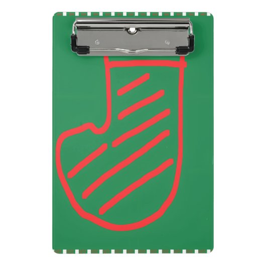 Kerstsok op groen mini klembord (Voorkant)