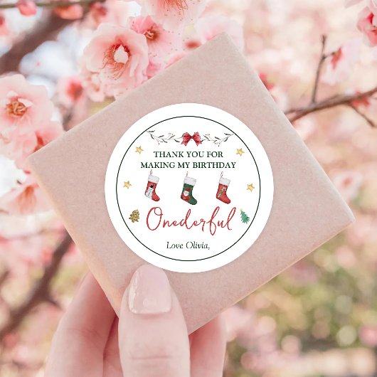 Kerstsok Verjaardag Classic Ronde Sticker