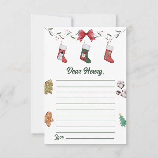 Kerstsok Verjaardagscapsule Nota Bericht Kaart (Voorkant)