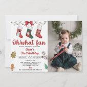 Kerstsok verjaardagsfeestfoto kaart (Voorkant)