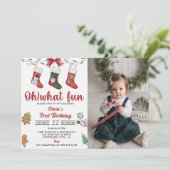 Kerstsok verjaardagsfeestfoto kaart (Staand voorkant)