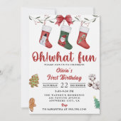 Kerstsok verjaardagsfeestje kaart (Voorkant)