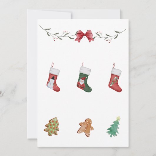 Kerstsok verjaardagsfeestje kaart (Achterkant)