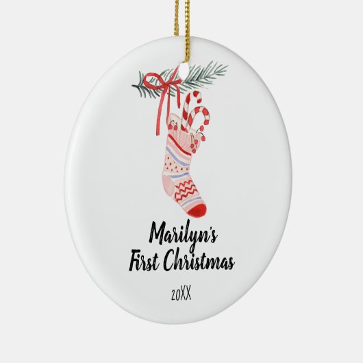 kerstsokensaneel voor baby Girl Keramisch Ornament (Rechts)