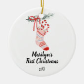 kerstsokensaneel voor baby Girl Keramisch Ornament (Voorkant)