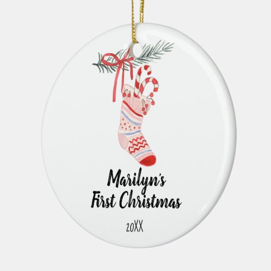 kerstsokensaneel voor baby Girl Keramisch Ornament (Links)