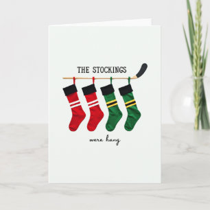 Kerstsokken aan Hockeystick Gehangen Sportieve Ker Kaart