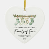 Kerstsokken als een gezin van vier keramisch ornament (Voorkant)