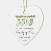 Kerstsokken als een gezin van vier keramisch ornament (Links)