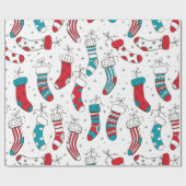 kerstsokken cadeaupapier (Vlak)