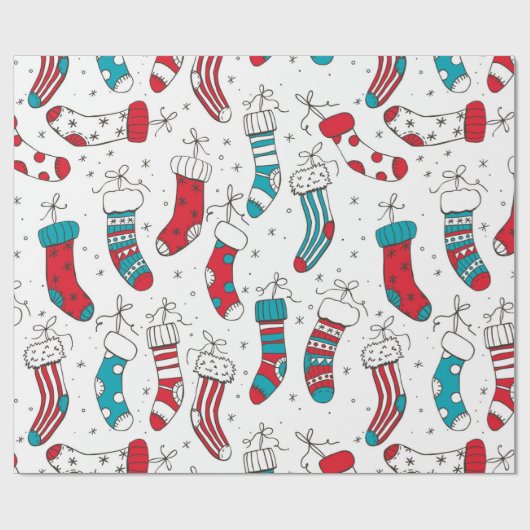 kerstsokken cadeaupapier (Vlak)