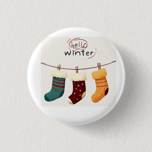 Kerstsokken cadeaus ronde button 3,2 cm (Voorkant)