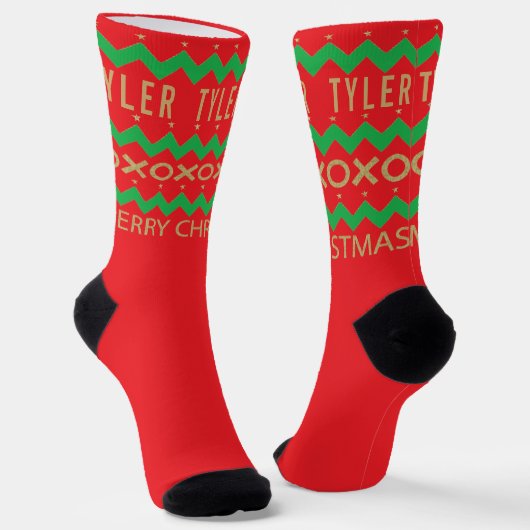 Kerstsokken Chevron Design Sokken (Gebogen)