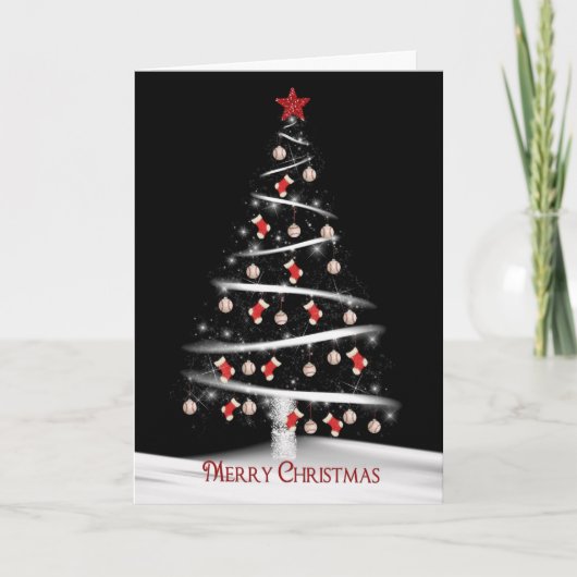 Kerstsokken en honkbal feestdagen kaart (Voorkant)