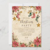 Kerstsokken en Poinsettia's Kerstmis Kaart (Voorkant)