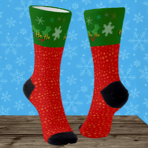 Kerstsokken, Ho Ho, Santa, Snowflakes Sokken