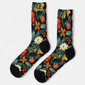 Kerstsokken met Festieve Kerstbladeren & Ornamente Sokken (Links)