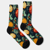 Kerstsokken met Festieve Kerstbladeren & Ornamente Sokken (Rechts)