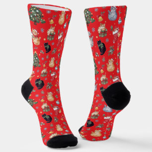 Kerstsokken met poezen voor kattenliefhebbers sokken