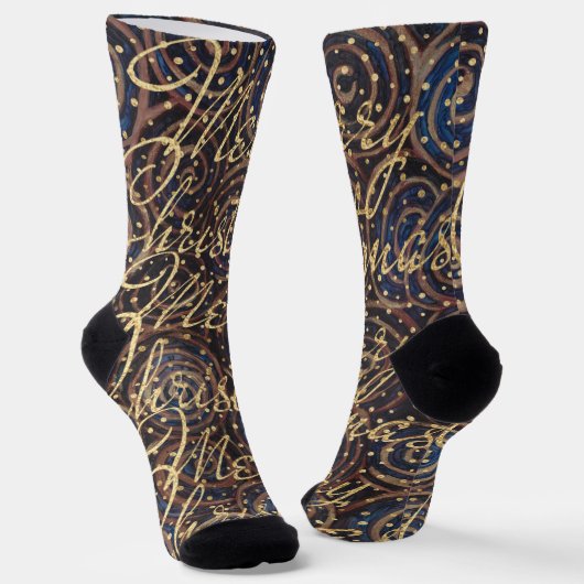 Kerstsokken Navy Swirls Sokken (Gebogen)