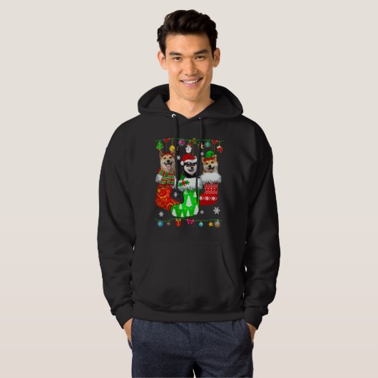 Kerstsokken Pajama Shiba Inu Dog Puppy Lover Hoodie (Voorkant volledig)