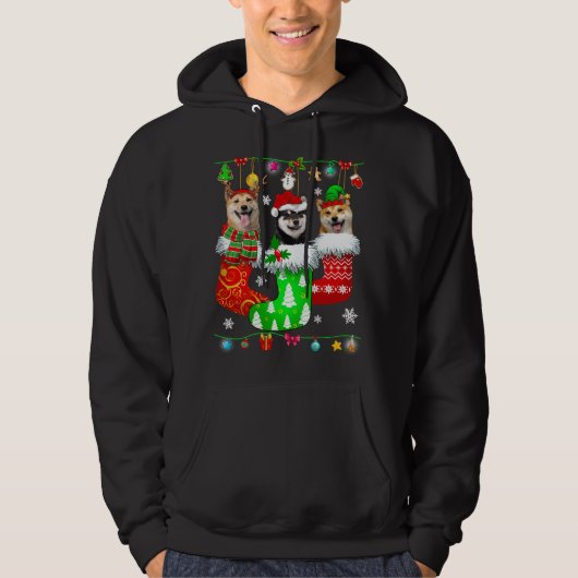 Kerstsokken Pajama Shiba Inu Dog Puppy Lover Hoodie (Voorkant)