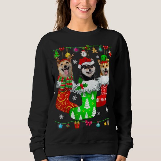 Kerstsokken Pajama Shiba Inu Dog Puppy Lover Trui (Voorkant)