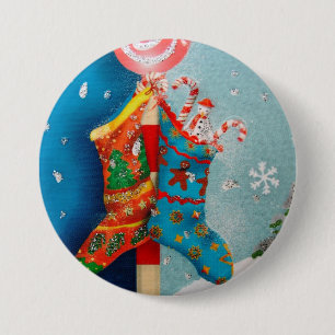 kerstsokken ronde button 7,6 cm