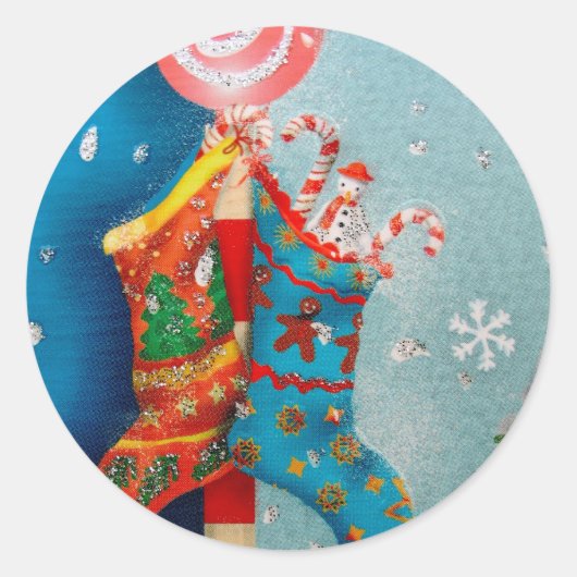 kerstsokken ronde sticker (Voorkant)