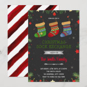 Kerstsokken ruil feest uitnodiging (Voorkant / Achterkant)