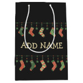 kerstsokken — seizoenskniekousen, naam toevoegen medium cadeauzakje (Voorkant)