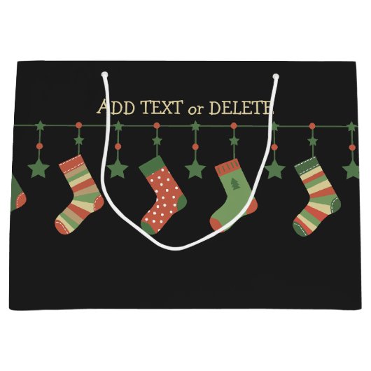 kerstsokken - seizoensknipsels toevoegen tekst groot cadeauzakje (Voorkant)