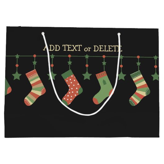 kerstsokken - seizoensknipsels toevoegen tekst groot cadeauzakje (Achterkant)