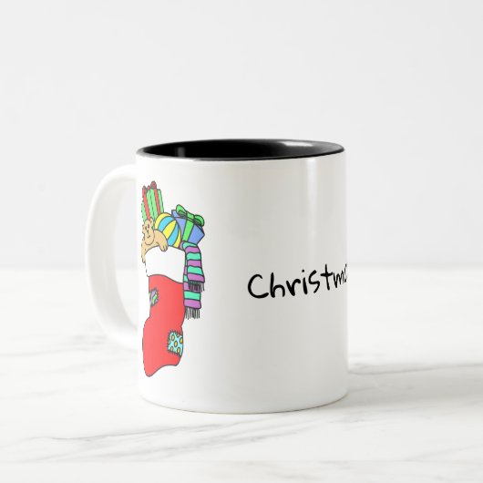 kerstsokken tweekleurige koffiemok (Voorkant links)