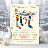 Kerstsokken van de Warm- en Cozy Winter Party Kaart