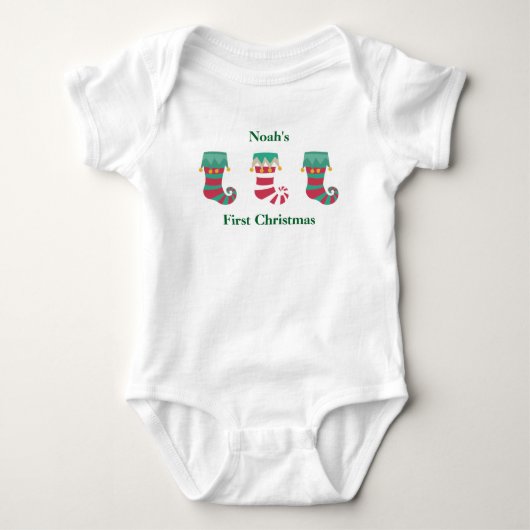 Kerstsokken voor baby's eerste kerst romper (Voorkant)