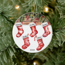 Kerstsokken voor een gezin van 5 waterverf