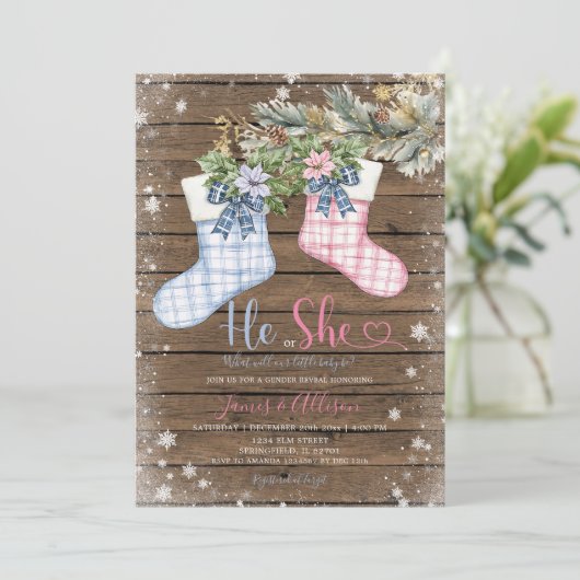 Kerstsokken voor geslacht onthulling Winter Wood Kaart (Staand voorkant)