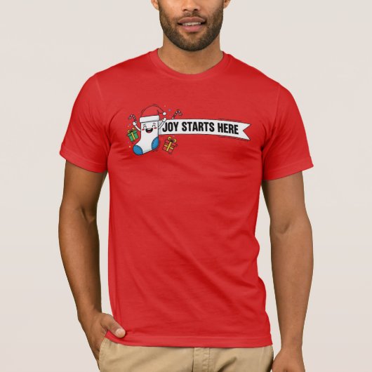 Kerstsokken waar de vreugde begint t-shirt (Voorkant)