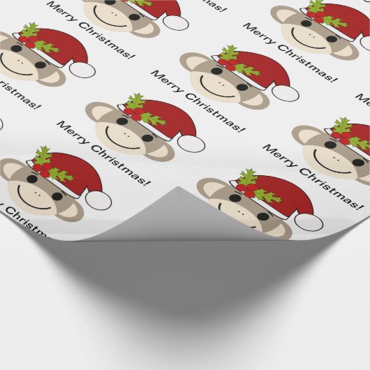 Kerstsokpapier met apensnop cadeaupapier (Hoek)