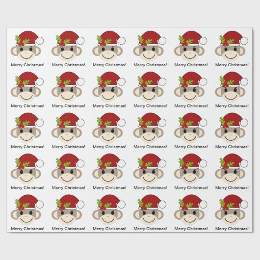 Kerstsokpapier met apensnop cadeaupapier (Vlak)